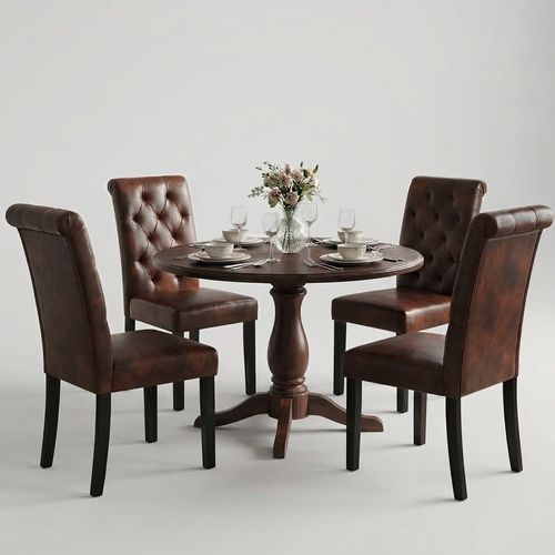 Tufted Parsons Dining Chair, Set of 4, Brown