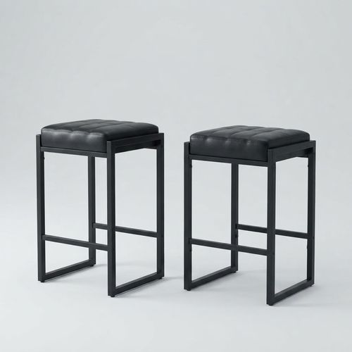 26in Backless Counter Stool, Set of 2, Black