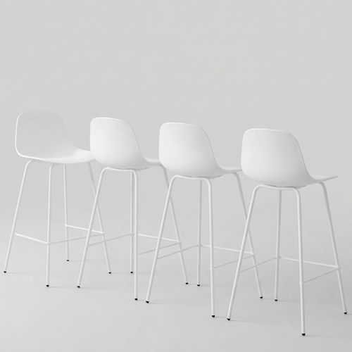 26in Outdoor PP-Seat Bar Stool, Set of 4, White